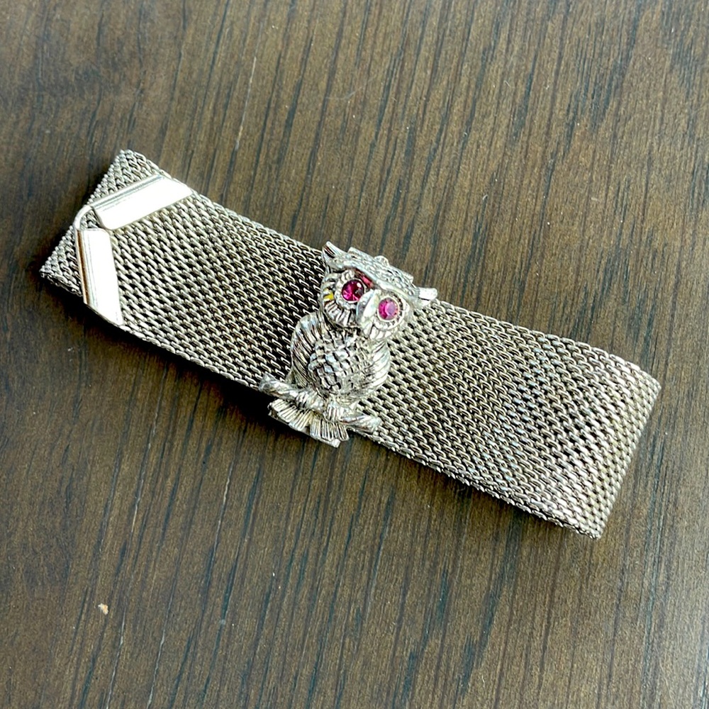 Sarah Coventry Vintage Mesh Chain Owl Bracelet